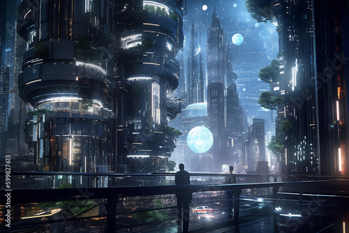 city skyline, Generative AI