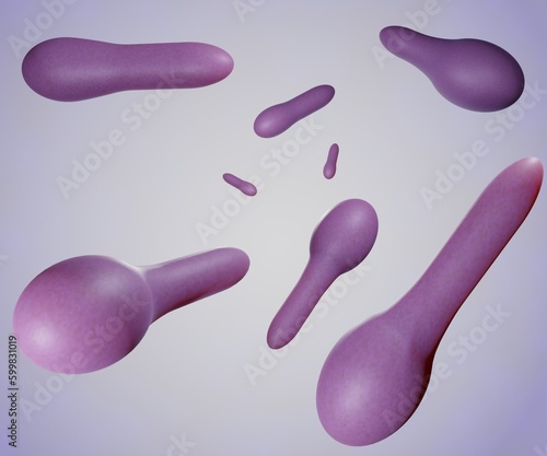 Clostridium tetani in spore forming condition 3d rendering