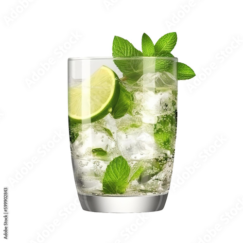 mojito cocktail on transparent background, Generative ai