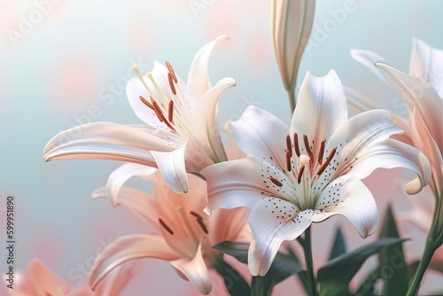 Lilies floral background. Generative AI