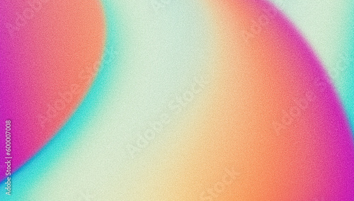 Retro grainy gradient background noise texture effect summer poster design orange teal green pink abstract wave pattern
