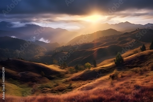 Beautiful scenery of nature for landscape background. Created with Generative AI technology.