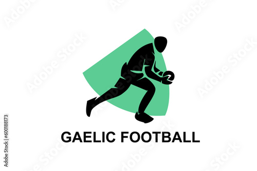 Gaelic fottball sport vector line icon. an athlete playing gaelic football.