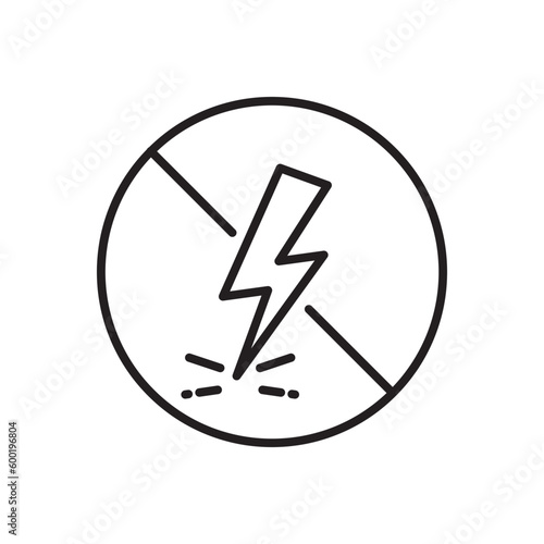 anti static icon, safety from electricity, remove surface charge, thin line symbol on white background - editable stroke vector illustration