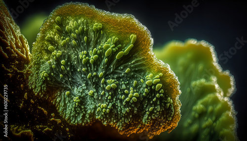 wet and damp Green Algae Lichen macro image