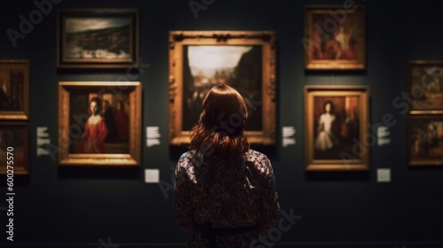 person admiring an art piece in a gallery generative ai