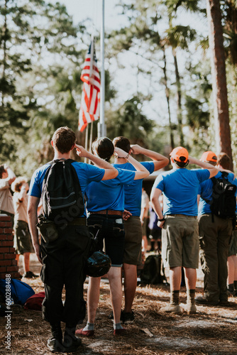 Boy scouts salute flag