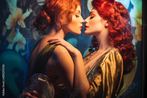 period romance fantasy of two women illustration 