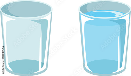 グラスコップとお水が入ったグラスコップ アイコンセット