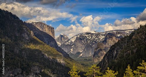 Yosemite Valley in the Yosemite National Park, snow in the spring in California