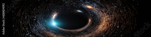 Black Hole, Intense Gravitational Pull, Event Horizon. Panorama Banner. Generative AI