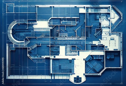 Blueprint-like building layout Abstract Elegant Modern AI-generated illustration