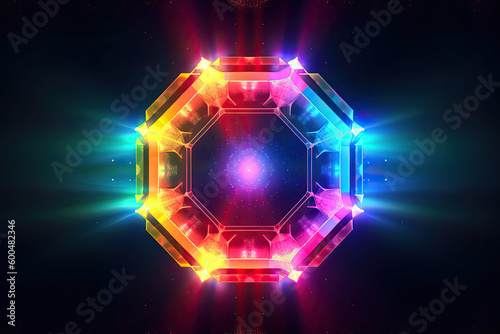 Abstract Epic Fractal Decagon Background with Glowing Aura, Generative AI