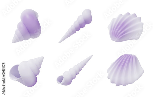 3d render seashells set collection