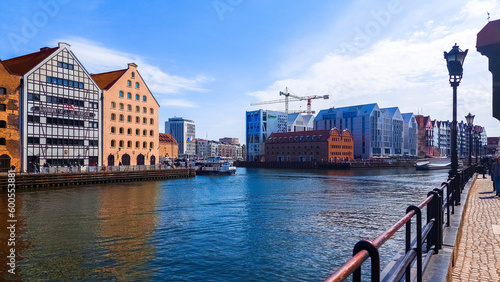 Cityscape of the city of Gdansk, Poland. Motlawa River