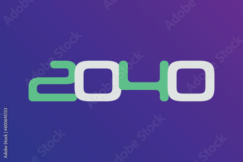 Year 2040 numeric typography text vector design on gradient color background. 2040 historical calendar year logo template design. 