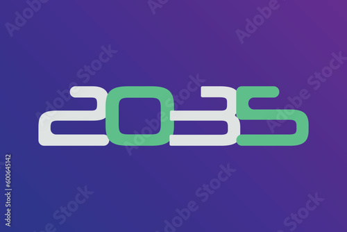 Year 2035 numeric typography text vector design on gradient color background. 2035 historical calendar year logo template design. 