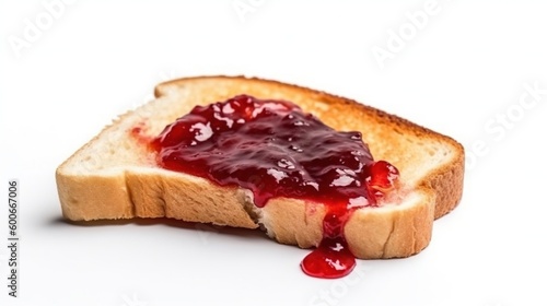  a piece of bread with jam on it on a white surface. generative ai