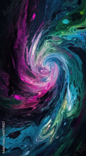 Galaxy-inspired texture combines planets, liquid paint, and marbled patterns into a captivating background. Merging art, design and a sense of cosmic wonder. Samsung, iphone wallpaper. Generative AI