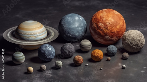 Planets on the table. Generative AI