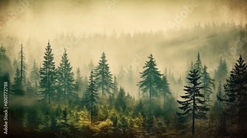 Misty mountain landscape , Generative AI