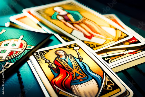 Tarot card on deck for spiritual and fortune illustration