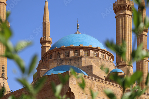 Close up of the Mohammad Al-Amin Mosque, a Sunni Muslim mosque located in downtown Beirut..
