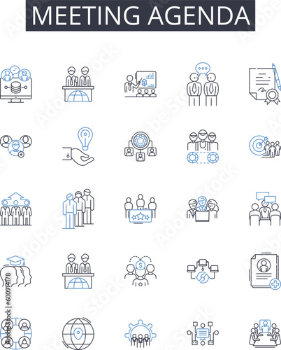 Meeting agenda line icons collection. Protocols, Guidelines, Instructions, Framework, Systems, Procedures, Guidelines vector and linear illustration. Workflow,Regulation,Policies outline signs set