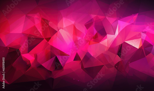 Abstract magenta color background or wallpaper with polygons, triangles or concave geometries, Generative AI
