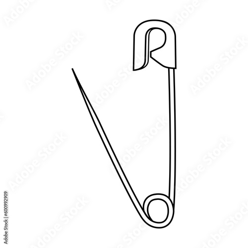 safety pin open outline vector illustration