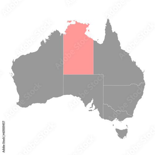 Northern Territory Map, state of Australia. Vector Illustration.