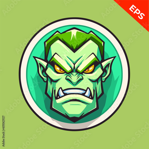 Head ogre, warhammer ogr vector icon , green color. Isolated vector sign symbol
