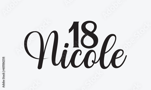 18 Nicole - Skydiving svg typography T-shirt Design, Hand-drawn lettering phrases, Stickers, Templates, and Mugs. Vector files are editable. EPS 10.