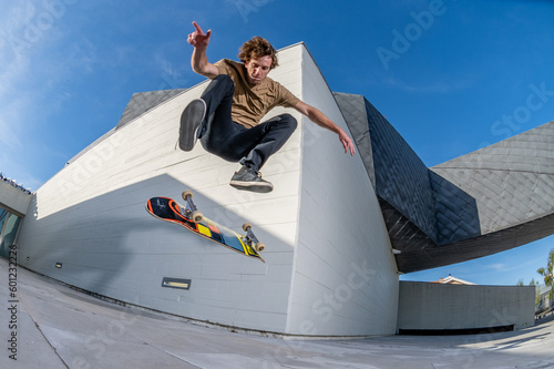 Skateboarder doing a flip trick