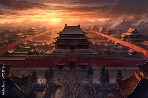 Historic Forbidden City, China, Stunning Scenic Landscape Wallpaper, Generative AI 