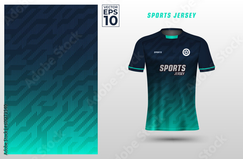 T-shirt sport jersey design template with geometric line background. Sport uniform in front view. Shirt mock up for sport club. Vector Illustration 