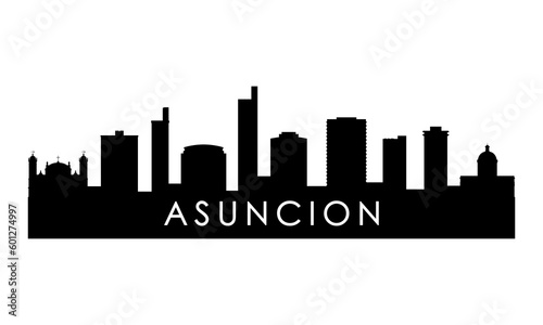 Asuncion skyline silhouette. Black Asuncion city design isolated on white background.
