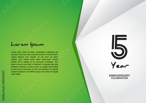5 year anniversary celebration logotype on green background for poster, banner, leaflet, flyer, brochure, web, invitations or greeting card, 5 number design, 5th Birthday invitation, anniversary logo