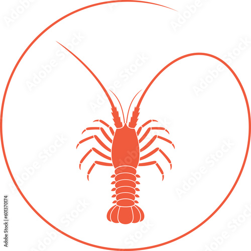 Spiny lobster logo. Isolated spiny lobster on white background