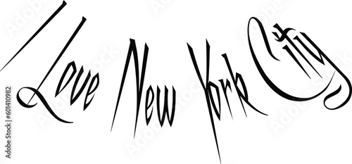 I Love New york City Text sign illustration on White backgraound