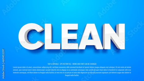 Clean 3d editable text effect premium vector