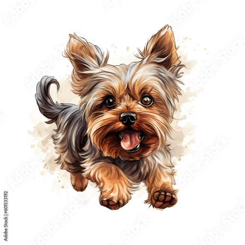 yorkshire terrier puppy in cartoon edition. Generative AI