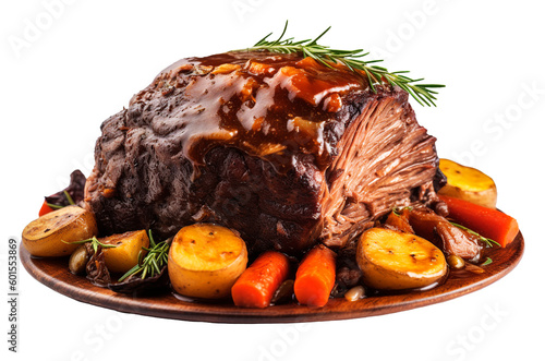 Pot roast in transparent background. Generative AI.