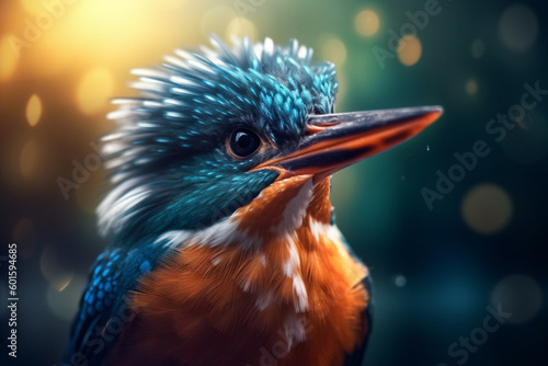 Stunning portrait of kingfisher perched on a stalk. generative AI