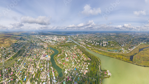 Volgograd, Russia. Krasnoarmeisky district. Volga-Don Canal. Aerial view