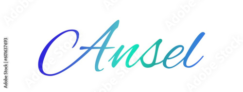 Ansel - light blue and blue color - male name - ideal for websites, emails, presentations, greetings, banners, cards, books, t-shirt, sweatshirt, prints 