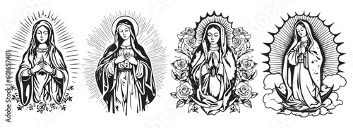 Our Lady virgin Mary vector illustration silhouette svg, laser cutting cnc.
