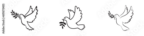 Dove of peace icon. Flying bird. The concept of peace. The concept of pacifism. Symbol "Free flight". Vector Illustration. Vector Graphic. EPS 10