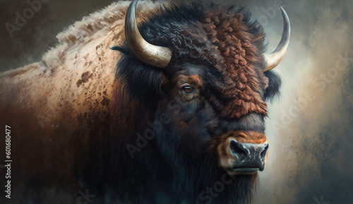 illustration of bison, generative ai.