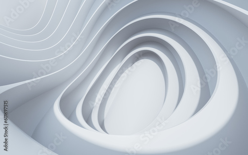 Abstract white curve geometry background, 3d rendering.